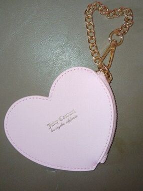 Juicy Couture Pink Heart Key & Card Holder with Gold Chain